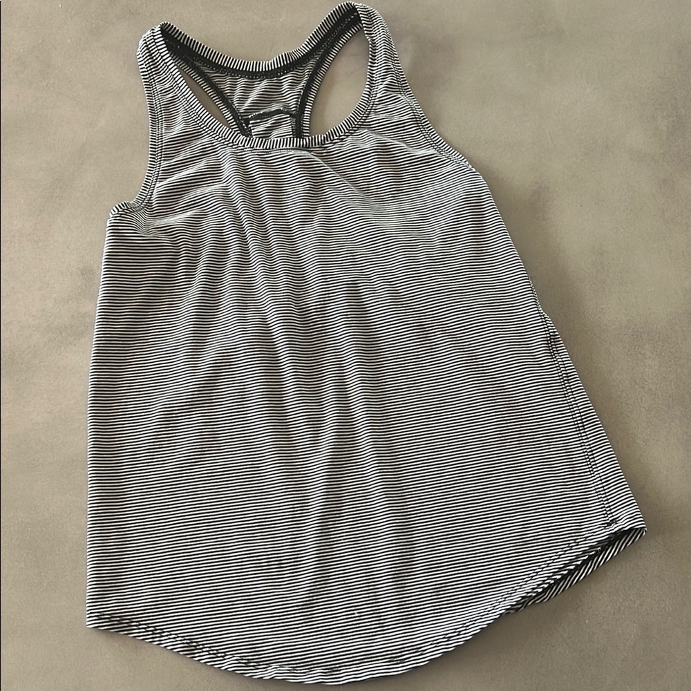 Lululemon Athletica black and white striped Relaxed Tank Top